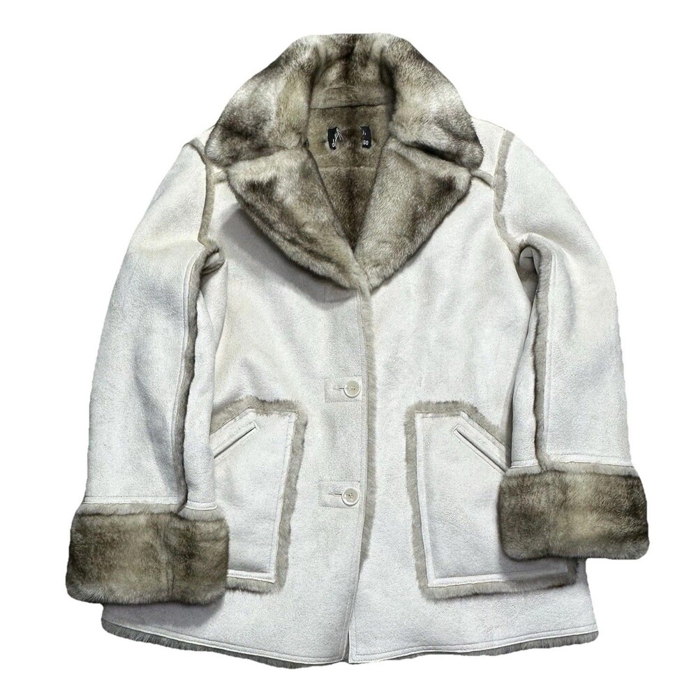 Dennis Basso Reversible Faux Fur Faux Suede Womens Size Small